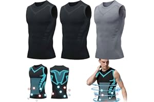 GOZYLA Debardeur Homme, Débardeurs Compression Corset Amincissant Tee Shirt sans Manche Hommes Gynécomastie Gaine Gilets Sport Mise Forme Ionique