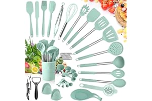 YUTUY Juego de utensilios de cocina de silicona, 51piezas, herramientas Resistentes al Calor y Antiadherentes, verde claro