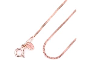 Amberta 925 Sterlingsilber 14k Roségold Damen-Halskette - Panzerkette - 1.3 mm - Verschiedene Längen: 36 40 45 50 55 60 70 cm