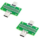 PENGLIN USB 3.1 Type C with PCB Test Female Male to Female 24P 2.54mm Connector Socket for Data Line Cable Transmission Pack 