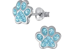 JAYARE Pfoten Kinderohrringe Silber 925 Mädchen Ohrstecker - Hunde Katzen Ohrringe für Kinder