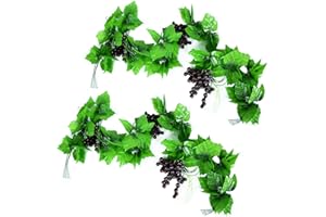 CREATE BEAUTY0 Künstliche Kunststoff Traube, Künstliche Trauben,2 Pcs Künstliche Weintrauben Reben, Weinrebe,weintrauben Deko Kunststoff 2,3 Meter, Kuenstliche Weinrebe Künstliches Obst Für Heim Garten Dekoration