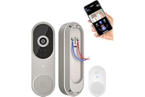 SHARKPOP 1080P Wired Doorbell Camera, Included Ring Chime, Smart WiFi Video Doorbell, Home Security Cameras with Human Detection, IR Night Vision, 2-Way Audio, Cloud Storage (Wiring Required)
