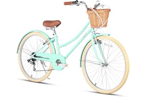 Glerc Missy 20" 24" 26" pollici Girl Cruiser 6 speed Hybrid city bike per bambini sopra i 6 anni con cestino in vimini leggero, vari colori