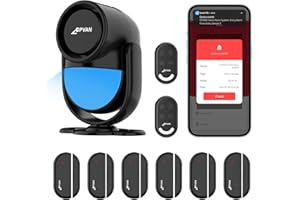 CPVAN Allarme Casa Senza Fili (2.4GHz WiFi), PIR WiFi Sensore di Movimento, fai da te Antifurto Casa Wireless, 9 pezzi-Kit (PIR Host Allarme, 6 Sensori Porta/Finestra, 2 Telecomandi),Nero