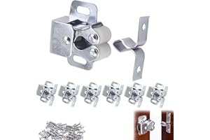 HLBKPX 12 Pcs Door Catches Latches, Door Catches for Internal Doors, Double Roller Strong Hold Cupboard Cabinet Door Catches, Double Roller Catches Cabinet Catches Door Latches(Silver)
