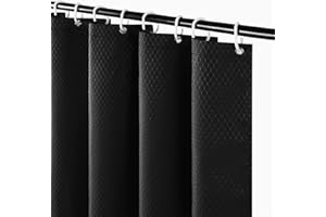 Furlinic Zasłona prysznicowa do łazienki, wodoodporna, odporna na pleśń, obciążona tkanina poliestrowa, czarna, 180 x 188 cm.