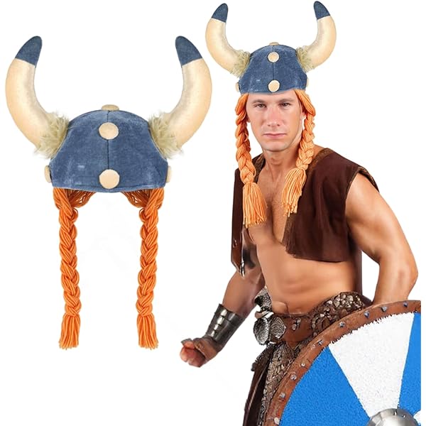 Elmo Gallico Boland - Cappello Vichingo Con Treccine Morbide Per Costumi E Feste - Foto 11