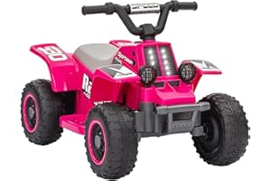 AIYAPLAY 6V Electric Car for Kids, Battery Powered Kids ATV, Quad Bike with Forward Backward, LED Headlights, for Ages 18-36 Months, Pink