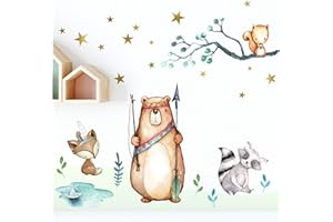LITTLE DECO DL212-1 - Adesivo da Parete per cameretta dei Bambini, Motivo: Animali della Foresta e Safari