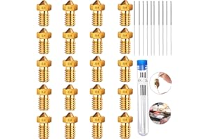 BENATON 31 Pezzi Estrusore Stampa Testa In Ottone, 0.4 Mm Testina Stampa per Estrusore, M6 Testina Stampa per Estrusore, per Stampante 3D a Filamento da 1,75 Mm, Adatto per la Maggior Parte Delle Stampanti