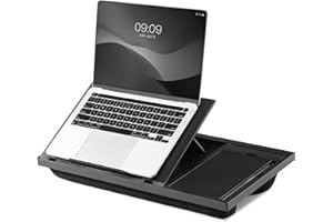 Navaris Adjustable Laptop Desk - Ergonomic Table with 8 Levels, Laptop Tray for Bed or Sofa - Includes Mouse Pad, Phone Stand, Pen Slot - Perfect Lap Desk for Lap Comfort