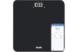 Vitafit Smart Weighing Scales for Body Weight, High Precision Assured by Bathroom Scales Professional Factory SINCE 2001, BMI with App, 28st/400lb in 0.1lb, Spray Silver Black