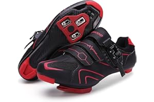 KESCOO Mens Womens Cycling Shoes Compatible with Peloton Bike Indoor Outdoor Road Bike Riding Shoes with Look Delta Cleats Pre-Installed Clip in Pedal