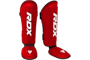 RDX Espinilleras Kick Boxing Muay Thai, Aprobado por SMMAF, Maya Hide Cuero Espinilla Empeine Protección, MMA Shin Pierna Guardia para Sparring Boxeo BJJ Kárate Entrenamiento Protector