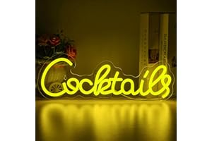 WANXING Segno al Neon Cocktails Martini - Lampada da Parete per Pub, Birreria, Negozio del Caffè, Caverna dell'Uomo (Giallo Limone)