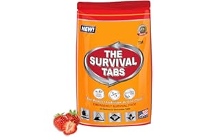 THE SURVIVAL TABS S.O.S. Rations Emergency Food Ration Survival Tabs- 2 days Package Gluten Free and Non-GMO 25 Years Shelf Life (24-tab pouch - Strawberry)