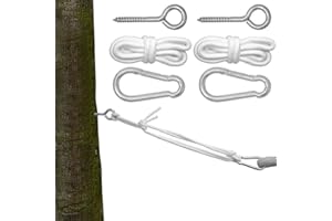 AMANKA Kit pour Accrocher Votre Hamac Kit Complet INCL Cordes Mousquetons Vis à Anneau Poids Max. supporté 160 kg