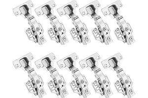 FLEARITZO 10 sztuk zawiasy z cichym domykiem 35mm zawiasy hydrauliczne wpuszczane do drzwi szafek z śrubami,pełna nakładka,ciche hydrauliczne do szafek kuchennych,szaf i drzwi meblowych