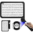 NZQXJXZ 30X 5X Large Magnifying Glass for Reading, Full Book Page Magnifying Glasses, Folding Handheld Magnifier for Seniors Reading Newspaper, Books, Great Gift for Low Visions