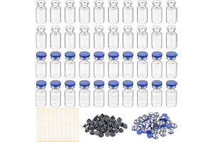 PATIKIL 2ml provbehållare, förpackning med 100 Lab-tomma flaskor med butylgummiproppar, förkrympta lock och etiketter, borosi