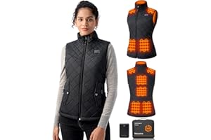Hecusma Heated Gilet Womens with Power Bank 16000mAh 7.4V, Heated Vest Women with 9 Heating Zones Electric Lightweight for Skiing Cycling