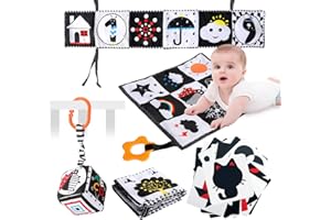 GIAPOO Baby Toys 0-6 Months Black and White Sensory Toys, Newborn Toys 0-3 Months for Baby Rattle Toys Tummy Time Toys Sensory Soft Book Toys Montessori Toys for Babies 0 3 6 9 Months Girls Boys Baby Gifts