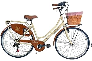 MADICKS Vélo Femme de Marche Pays-Bas Taille 26 Vélo de ville Vintage rétro avec Panier Beige Avec Changement City bike