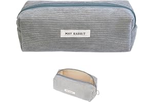 iCovalescent Trousse à Crayons, Trousse en Velours Côtelé, pour Garçons et Filles, Esthétique Ado, Articles pour l'École, et Bureau (Gris)