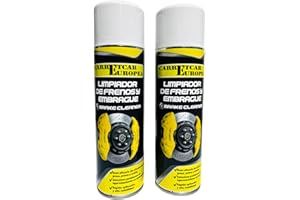 CARRETCAR EUROPEA Limpia frenos en spray 500ml | Alta presión y evaporación rápida sin residuos | Limpia grasa, aceite, alquitrán y suciedad en frenos, embragues, motores, carburadores y herramientas | Pack doble