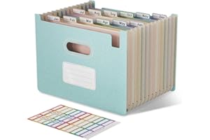 EcoStash Trieur A4 12 Compartiments, Rangement Papier Administratif, Organiseur de Dossiers Accordéon en Paille de Blé, Classeur Range Document, Sans BPA, Retour à la Nature, Vie Saine - Bleu Ciel