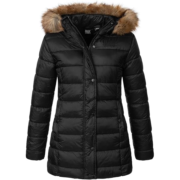 Geographical Norway Abeille Dame, warme halfdikke parka voor dames, herfst en winter, fijne mantel met capuchon en imitatiebont, windjack, ideaal elegant cadeau voor dames, taupe, S