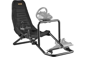 VEVOR Support de Volant de Course Cockpit de Simulateur de Conduite, Compatible avec Pédales Logitech G25, G27, G29, G920, G923, Thrustmaster T300RS, TX F458, T500RS, T3PA-PRO (F1/GT) et CSR, Noir