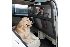 CJYMMFAN Barrière Voiture Chien avec Couverture Étendue pour Siège Arrière et Coffre, Filet Voiture pour Chien avec Maille Transparente et Cadre Métallique Robuste, Grille Chien pour Voiture, SUV et Camion