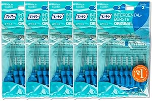 BYUP 5x TePe Interdental Brushes Blue – Pack of 8 – Interdental Brushes ISO3 0.6 mm
