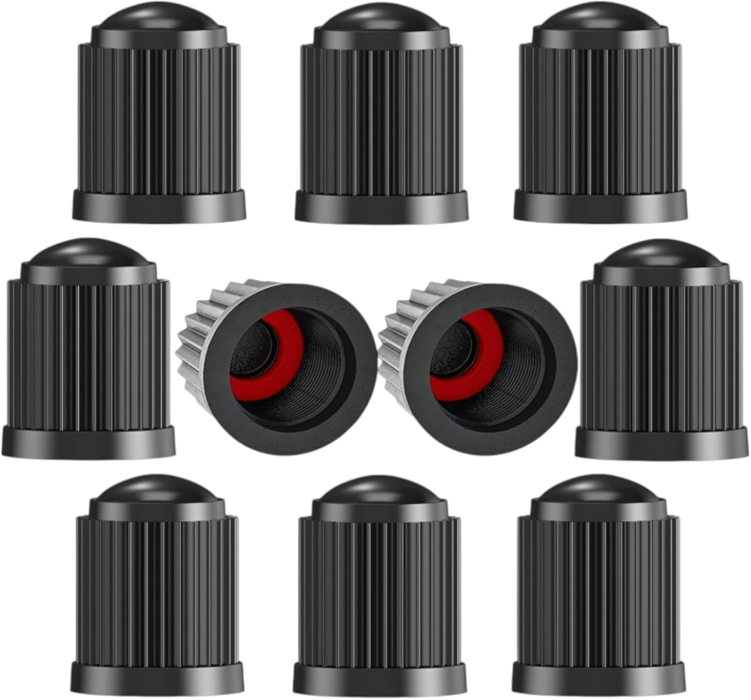 10PCS Dust Caps for Car Tyres – Tyre Valve Caps with O-Ring Seal, Universal Airtight Tire Valve Stem Cap for Cars, SUV, Motorcycle, Bike & Truck, Screw-On Black Cap, Premium Universal Stem Dust Covers