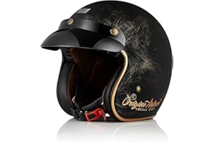 ORIGINE Casque Jet de Moto Vintage Casque Scooter Rétro de Moto Homologué ECE2206