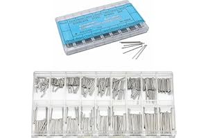 Yuemuop 360 Acier Inoxydable Goupilles Fendues, 18 Barres à Ressort de Différentes Tailles, Barrettes à Ressort pour Bracelets de Montre 6mm-23mm pour Bracelets de Montre (Argent)