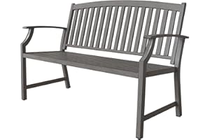 Grand patio Outdoor Bench, Garden Bench with Anti-Rust Aluminum Steel Metal Frame, Choice of Colours, Suitable for Indoor, Outdoor, Patio, Park (Gray)