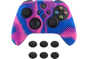 eXtremeRate PlayVital Cover Skin per Xbox Series X S Controller Joystick Custodia Protettiva Silicone Gomma Antiscivolo con 6 Copri Levette Analogiche(3D Borchiate Edizione)-Rosa Viola Blu