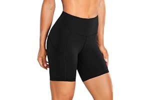 CRZ YOGA Femme Short De Yoga Taille Haute,Pantalon De Sport avec Poches Latérales-15.24cm