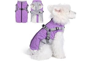 Poseca Dog Coat,Small Dog Harness Coat - Waterproof Winter Jacket with Built-In Harness for Small to Large Dogs