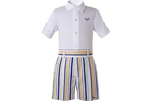 Ju petitpop Ropa Encaje Rayas Azul Verano para Niña Vestidos Vintage Sin Mangas Casual Cumpleaños Pequeños con Tocado