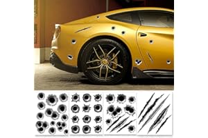 PORFEET Adesivo per Auto, Simpatico Divertente Modello di Foro di Proiettile per Auto Moto Casco Bici Decalcomania Dell'autoadesivo DIY