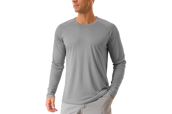 TACVASEN T Shirt Anti UV Homme Manche Longue Haut de Sport à Séchage Rapide Tops d'extérieur en Col Rond