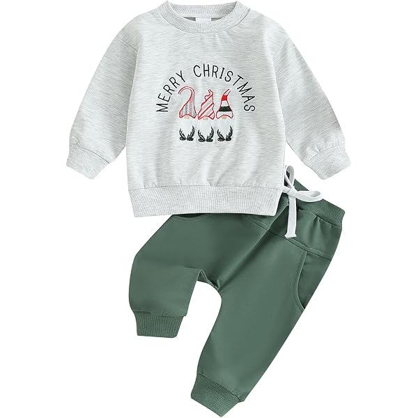 Ensemble Noël Bébé Garçon - Sweat + Pantalon Brodé Canne à Sucre - Taille 0-4 Ans - Coton Doux - Tenue Fête Confortable