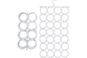 Pinsheng Percha la Bufanda, Percha Porta Bufandas con 28 Agujeros, Plegable Organizador de Armario para Colgante Bufandas Corbatas Calcetines Cinturón Toallas, Color Aleatorio