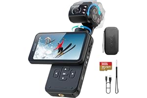 HURSVIE 5K Camera Vlog, Stabilisation à 3 Axes Camera Video avec Écran Tactile Rotatif 3.5", 1/2.5'' CMOS, 5K 30IPS/4K 60IPS, Suivi Facial, Vision Nocturne IR Càmera Vlog avec Carte 64G pour Youtube/Vlogs