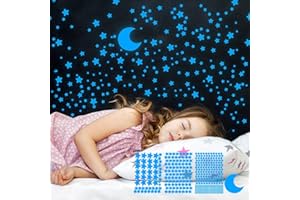 GLOCARNIVAL Glow Ceiling Stars Blue for Kids Bedroom, Glow in The Dark Stars for Ceiling/Wall,Room Decor,Wall Stickers