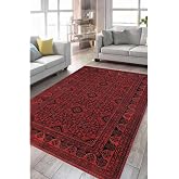 &Ccedil;am Halı Anatolia 32-077 Etnik Afgan Halısı Desenli Dokuma Tabanlı Yıkanabilir Ş&ouml;nil Salon ve Oda Ha, Kırmızı 2, 150 x 230